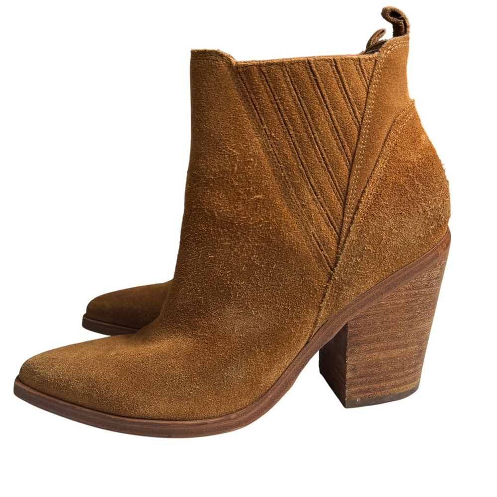 Marc Fisher Gadri Suede Pointed Toe Block Heel Ankle Boots Booties Womens 8